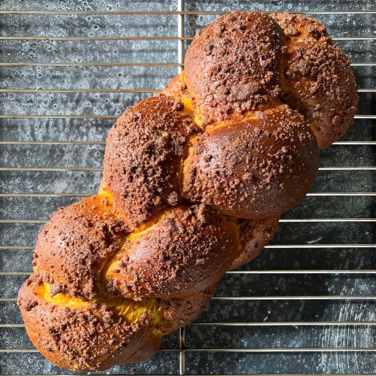 Pumpkin Spice Challah with Cinnamon Streusel